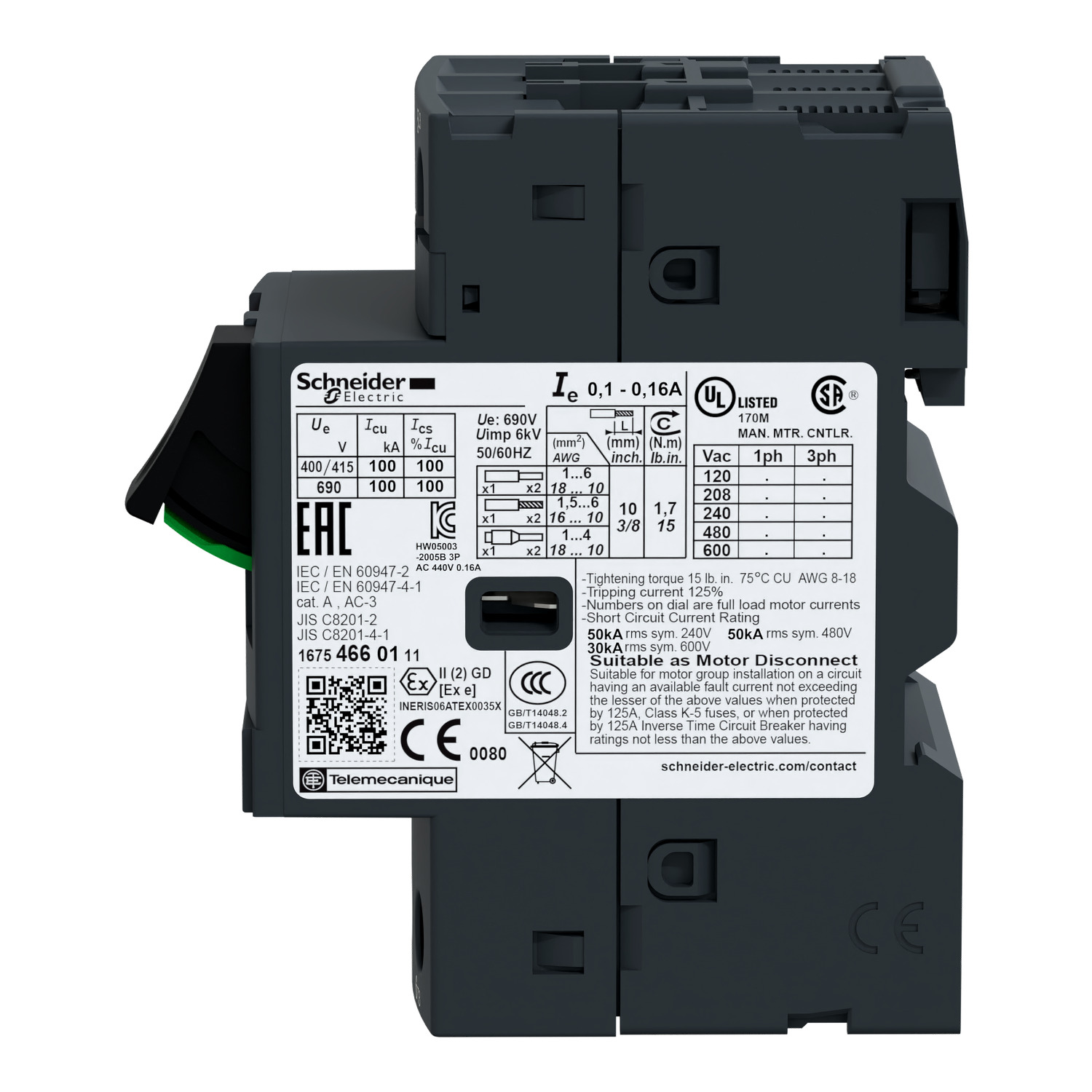 Motor circuit breaker, TeSys GV2, 3P, 2.5-4 A, thermal magnetic, screw clamp terminals 4.png@3655