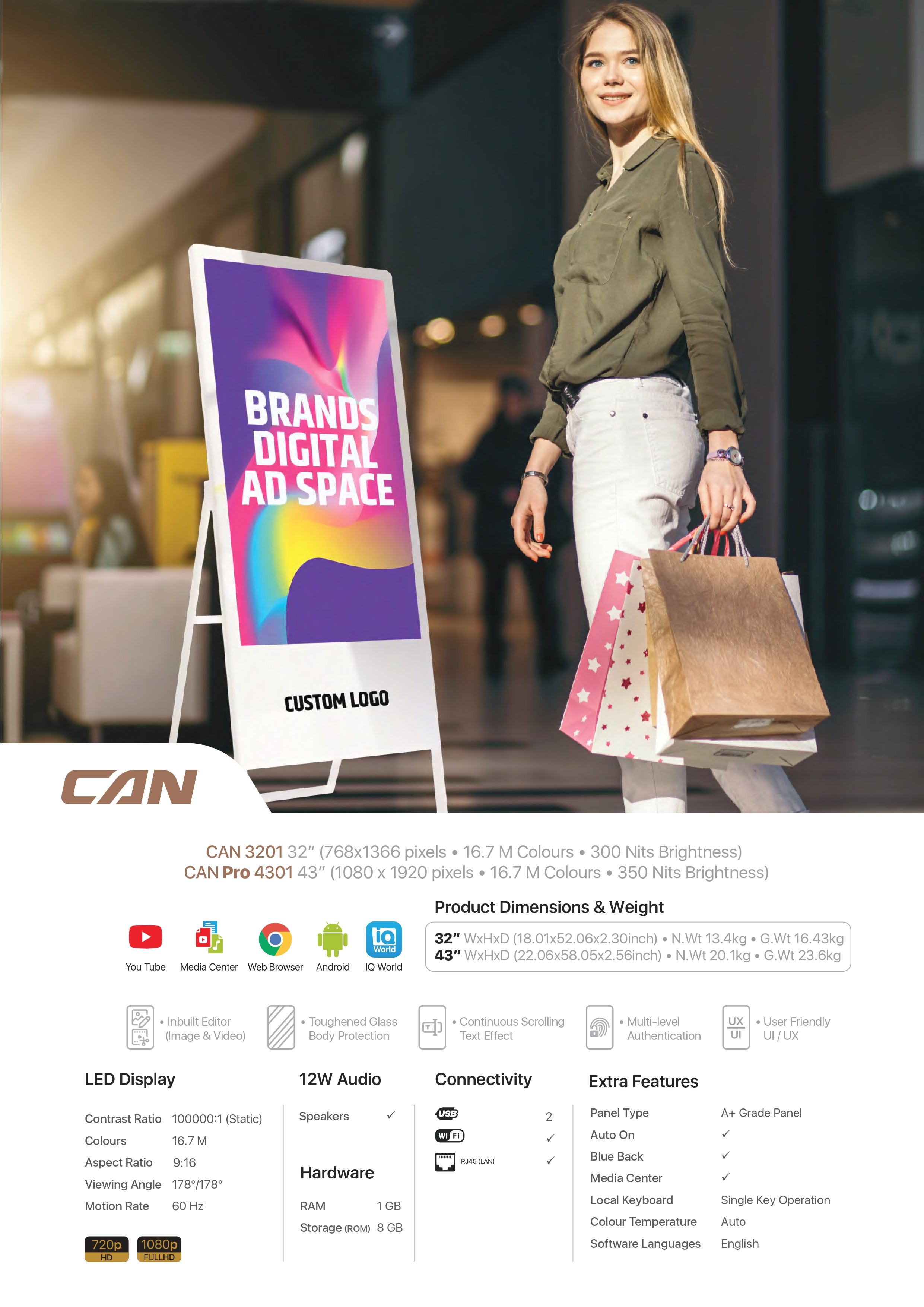 CAN Vertical Digital Signage Displays – 32” LED Screens