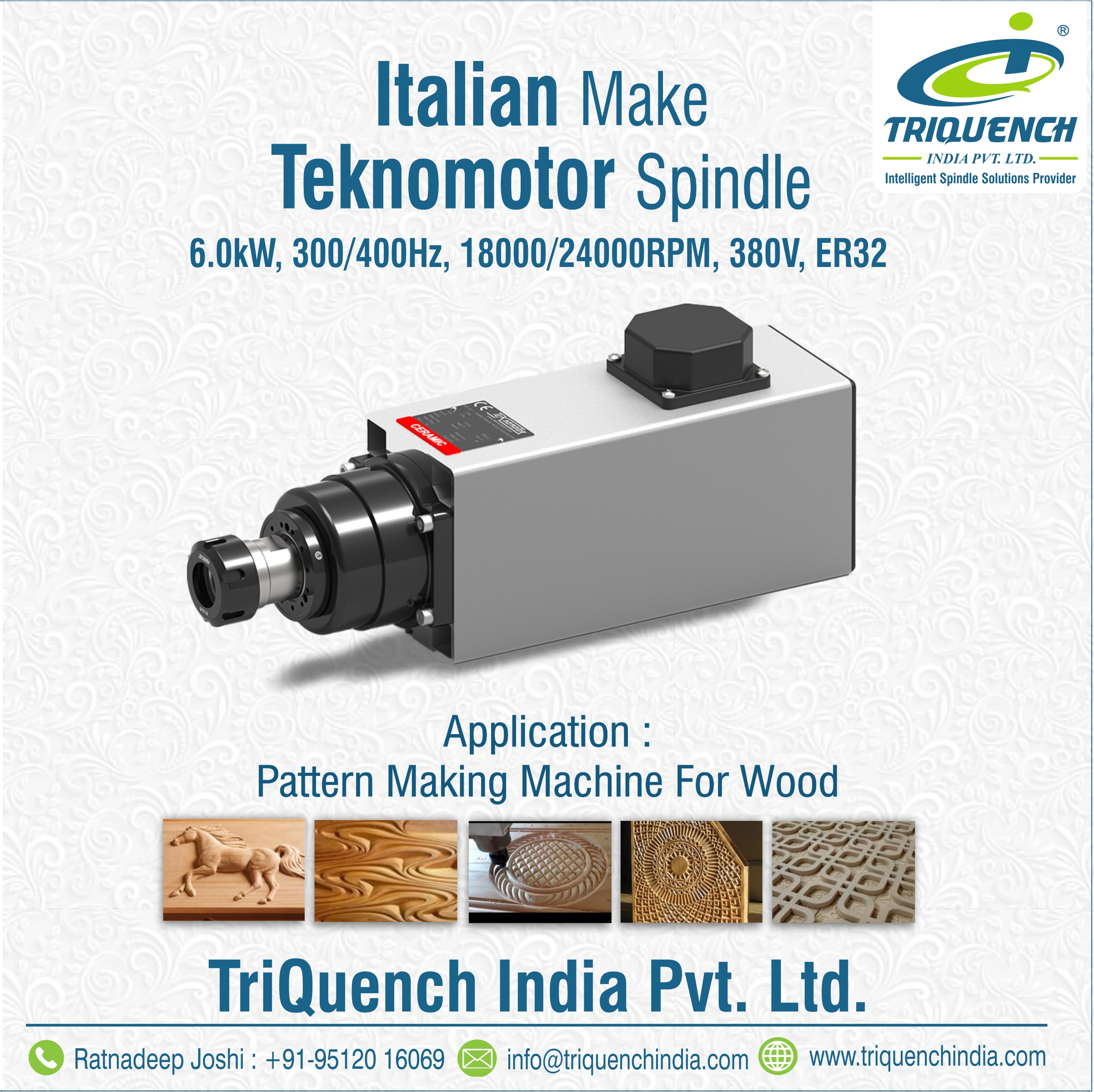 CNC Spindle Motor 6.0 KW, 18000 RPM, 380 V Air Cooled Square (TEKNOMOTOR)